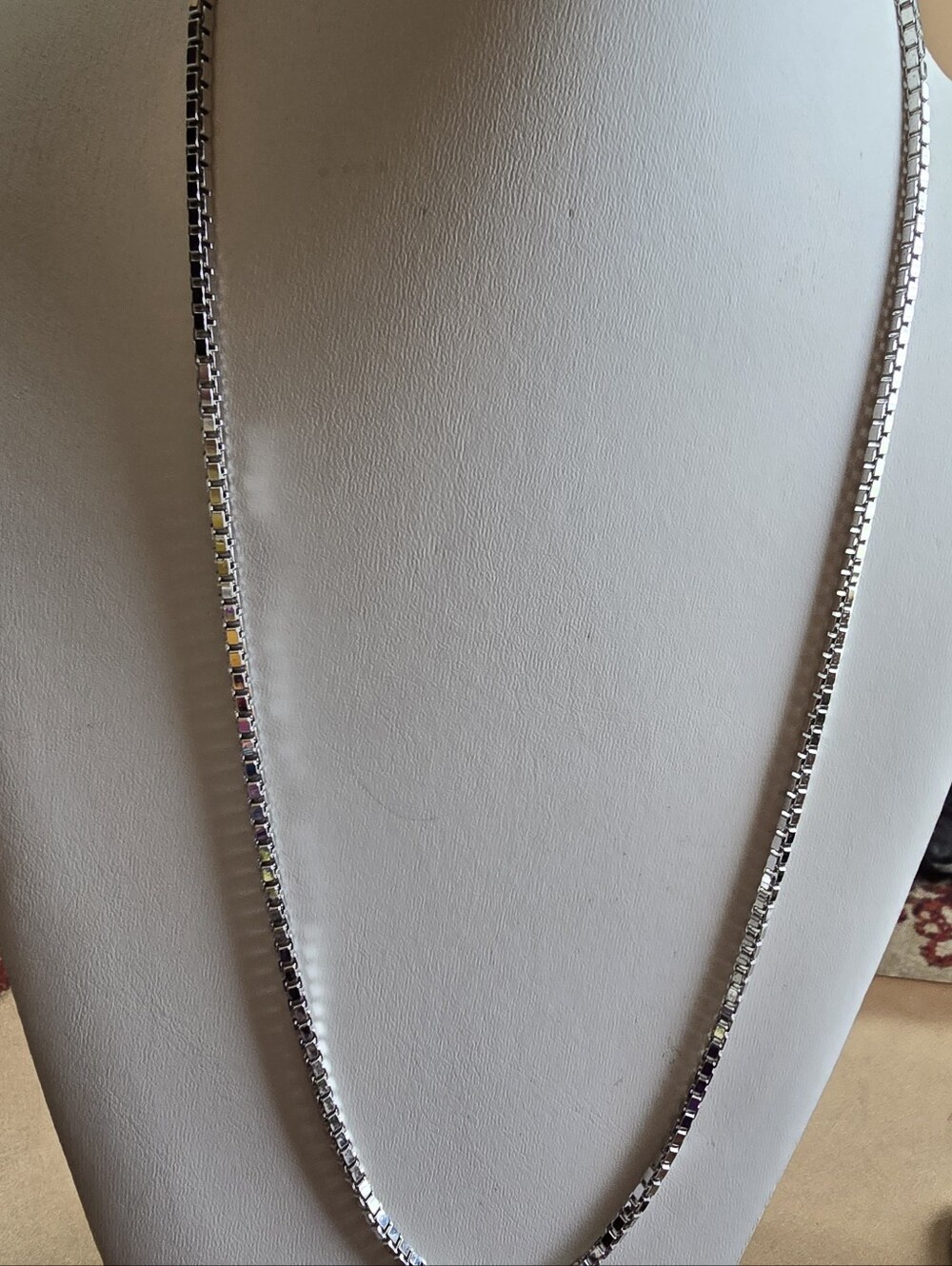 Roget Vintage Silver Box Chain Necklace - Elegant Everyday Layering